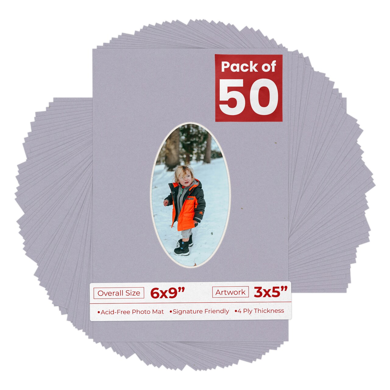 Blue Stone Mat Board for 6x9 Frames - Oval Opening for 3x5 Photos